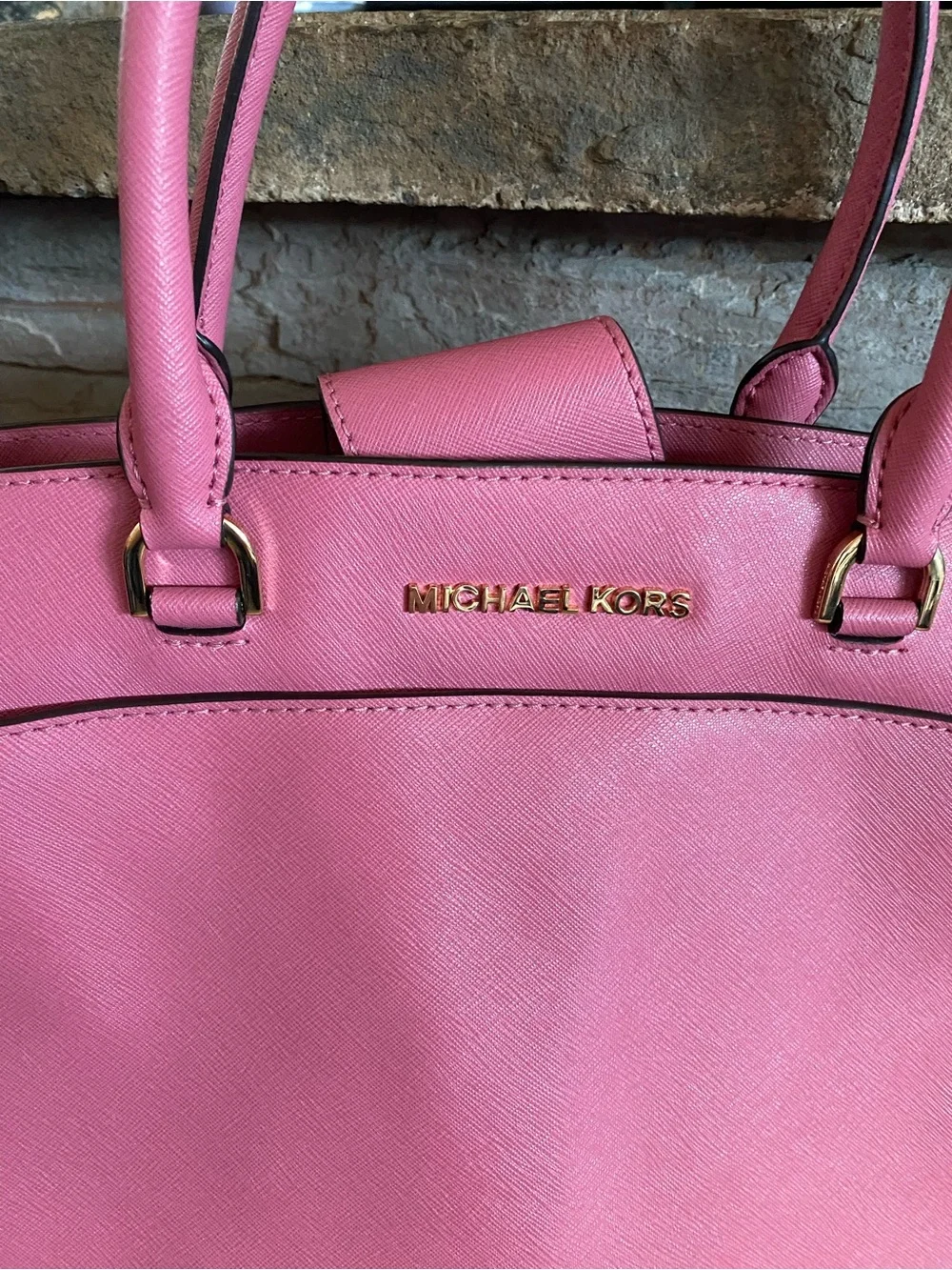 Michael Kors EMMY Large DOUBLE HANDLE TOTE Leather Handbag Purse Tulip Pink - Picture 3 of 15
